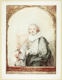 Portrait of a Man in an Arm Chair, from Collection d'imitations de Dessins d'après les Principaux Maîtres Hollandais et Flamands by Christian Josi