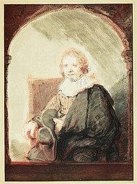 Portrait of a Man in an Arm Chair, from Collection d'imitations de Dessins d'après les Principaux Maîtres Hollandais et Flamands by Christian Josi