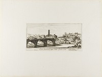 Senatorial Bridge, Today called the Ponte Rotto [Broken Bridge]. 1. Temple of Vesta. 2. Temple of Fortuna Virilis. 3. Part of the ancient Palatine, plate 14 from Some Views of Triumphal Arches and other Monuments by Giovanni Battista Piranesi