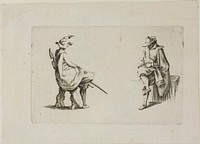 Two Seated Men, from The Caprices by Jacques Callot