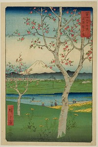 The Outskirts of Koshigaya in Musashi Province (Musashi Koshigaya zai), from the series "Thirty-six Views of Mount Fuji (Fuji sanjurokkei)" by Utagawa Hiroshige