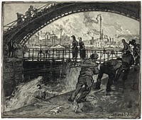 Woodblock for Lock of the Canal Saint-Martin by Louis Auguste Lepère