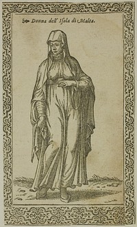 Maltese Woman from Le Navigationi nella Turchia, plate 61 from Woodcuts from Books of the XVI Century by Assuerus Jansz Van Londerseel