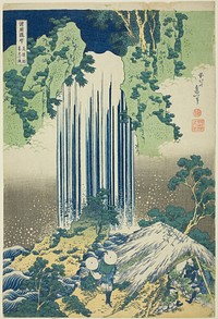 Yoro Waterfall in Mino Province (Mino no kuni Yoro no taki), from the series Tour of the Waterfalls in Various Provinces (Shokoku Takimeguri) by Katsushika Hokusai