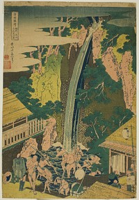 Roben Falls at Oyama in Sagami Province (Soshu Oyama Roben no taki), from the series "A Tour of Waterfalls in Various Provinces (Shokoku taki meguri)" by Katsushika Hokusai