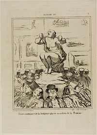 The Displeasure of a Sculpture Placed in the Middle of an Exhibition of Paintings, plate 5 from Salon De 1857 by Honoré-Victorin Daumier