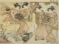 Courtesans of Ogiya, from the book "Mirror of Beautiful Women of the Pleasure Quarters (Seiro bijin awase sugata kagami)," vol. 1 by Kitao Shigemasa