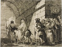 The Holy Family Leaving by a City Gate, plate seven from The Flight into Egypt by Giovanni Domenico Tiepolo