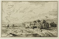 Landscape with Ox-Drawn Wagon by Charles Émile Jacque