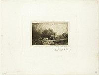Landscape with Man on Horseback, Pigs and Cow by Charles Émile Jacque