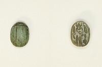 Scarab: Hieroglyphs (scarab beetle, nfr-sign, red crown) by Ancient Egyptian