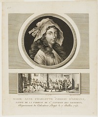Marie Anne Charlotte Corday d'Armans, from Tableaux historiques de la Révolution francaise, volume III by Jean Duplessis-Bertaux