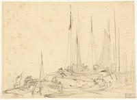 Fishing Boats in Port by Follower of Richard Parkes Bonington