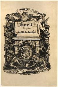 Portrait Medallion of Goethe, title page from Faust by Achille Devéria