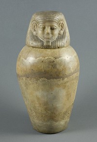 Canopic Jar with Human Head Lid by Ancient Egyptian