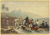 The Reception of the Rev. J. Williams, at Tanna in the South Seas, the Day Before He was Massacred by George Baxter