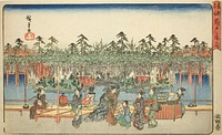 Wisteria at Kameido (Kameido Tenjin fuji hana), from the series "Famous Places in the Eastern Capital (Toto meisho)" by Utagawa Hiroshige