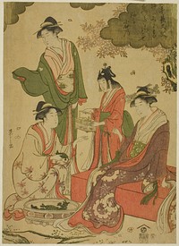 Women Viewing Cherry Blossoms by Chôbunsai Eishi