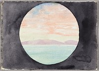 Bay of Tunis Through Porthole of Steamship Fürst Bismark, Tunisia, North Africa, Travel Sketch by Daniel Hudson Burnham (Architect)