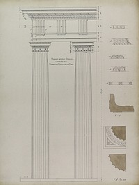 Orders of Architecture, Roman Doric Order from Baths of Diocletian, Rome, Italy, Elevation by Carl (Charles) J. Furst