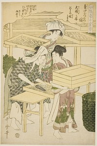 No. 4 (shi), from the series "Women Engaged in the Sericulture Industry (Joshoku kaiko tewaza-gusa)" by Kitagawa Utamaro