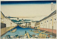 Nihonbashi Bridge in Edo (Edo Nihonbashi), from the series "Thirty-six Views of Mount Fuji (Fugaku sanjurokkei)" by Katsushika Hokusai