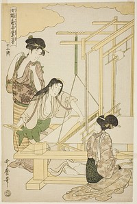 No. 12 (juni), from the series "Women Engaged in the Sericulture Industry (Joshoku kaiko tewaza-gusa)" by Kitagawa Utamaro