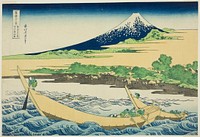 Tagonoura Bay near Ejiri on the Tōkaidō (Tōkaidō Ejiri Tagonoura ryakuzu), from the series Thirty-Six Views of Mount Fuji (Fugaku sanjūrokkei) by Katsushika Hokusai