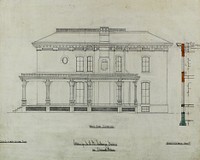 Joseph H. Lathrop House Addition, Elmhurst, Illinois, Elevation and Section by Bauer and Loebnitz (Architect)