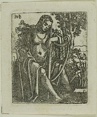Woman with a Harp by Hans Sebald Beham