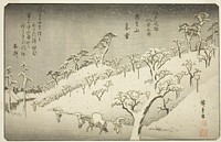Lingering Snow at Asukayama (Asukayama no bosetsu), from the series "Eight Views in the Environs of Edo (Edo kinko hakkei no uchi)" by Utagawa Hiroshige