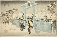 The Gion Temple in Snow (Gionsha setchu), from the series "Famous Places in Kyoto (Kyoto meisho no uchi)" by Utagawa Hiroshige