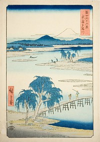 Tama River in Musashi Province (Musashi Tamagawa), from the series "Thirty-six Views of Mount Fuji (Fuji sanjurokkei)" by Utagawa Hiroshige