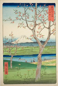 The Outskirts of Koshigaya in Musashi Province (Musashi Koshigaya zai), from the series "Thirty-six Views of Mount Fuji (Fuji sanjurokkei)" by Utagawa Hiroshige