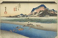 Odawara: The Sakawa River (Odawara, Sakawagawa), from the series "Fifty-three Stations of the Tokaido Road (Tokaido gojusan tsugi no uchi)," also known as the Hoeido Tokaido by Utagawa Hiroshige