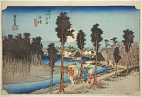 Numazu: Twilight (Numazu, tasogare zu), from the series "Fifty-three Stations of the Tokaido Road (Tokaido gojusan tsugi no uchi)," also known as the Hoeido Tokaido by Utagawa Hiroshige