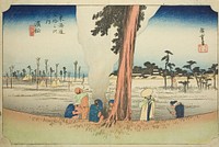 Hamamatsu: Winter Scene (Hamamatsu, fuyugare no zu), from the series "Fifty-three Stations of the Tokaido (Tokaido gojusan tsugi no uchi)," also known as the Hoeido Tokaido by Utagawa Hiroshige