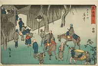 Fuchu—No. 20, from the series "Fifty-three Stations of the Tokaido (Tokaido gojusan tsugi)," also known as the Reisho Tokaido by Utagawa Hiroshige