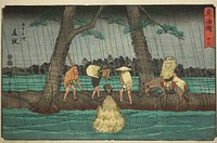 Fujieda—No. 23, from the series "Fifty-three Stations of the Tokaido (Tokaido gojusan tsugi)," also known as the Reisho Tokaido by Utagawa Hiroshige