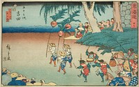 Yoshida—No. 35, from the series "Fifty-three Stations of the Tokaido (Tokaido gojusan tsugi)," also known as the Reisho Tokaido by Utagawa Hiroshige