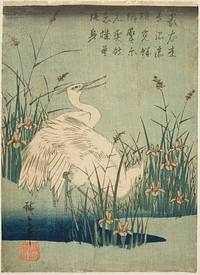 White herons and iris by Utagawa Hiroshige