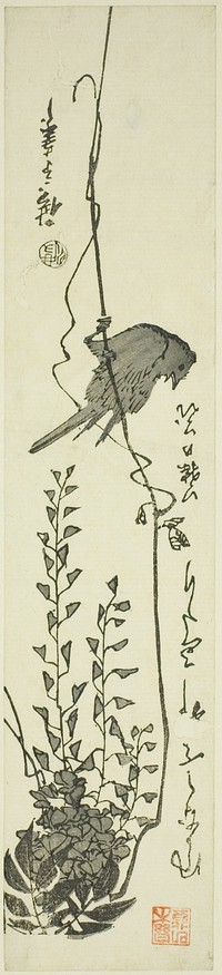 Canary and wisteria by Utagawa Hiroshige