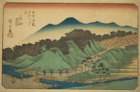 No. 45: Ochiai, from the series "Sixty-nine Stations of the Kisokaido (Kisokaido rokujukyu tsugi no uchi)" by Utagawa Hiroshige