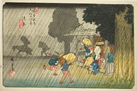 No. 40: Suhara, from the series "Sixty-nine Stations of the Kisokaido (Kisokaido rokujukyu tsugi no uchi)" by Utagawa Hiroshige