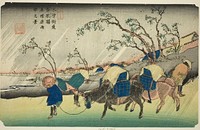 No. 20: Rain on the Hiratsuka Plain near Kutsukake Station (Niju: Kutsukake no eki, Hiratsukahara uchu no kei), from the series "[Sixty-nine Stations of the] Kisokaido" by Keisai Eisen