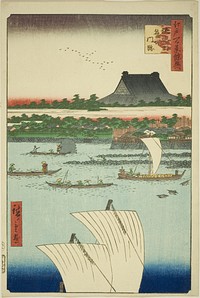 Teppozu and Tsukiji Honganji Temple (Teppozu Tsukiji Monzeki), from the series "Supplement to the One Hundred Famous Views of Edo (Edo hyakkei yokyo)" by Utagawa Hiroshige