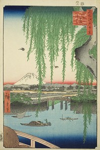 Yatsumi Bridge (Yatsumi no hashi), from the series "One Hundred Famous Views of Edo (Meisho Edo hyakkei)" by Utagawa Hiroshige