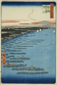 Samezu Coast in South Shinagawa (Minami-Shinagawa Samezu kaigan), from the series "One Hundred Famous Views of Edo (Meisho Edo hyakkei)" by Utagawa Hiroshige