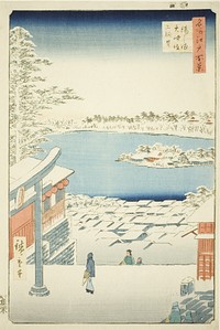 Hilltop View from Yushima Tenjin Shrine (Yushima Tenjin sakaue tenbo), from the series "One Hundred Famous Views of Edo (Meisho Edo hyakkei)" by Utagawa Hiroshige