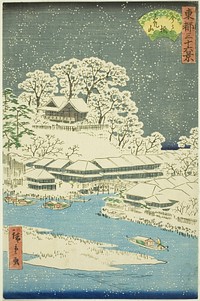 Imado Bridge and Matsuchi Hill (Imadobashi Matsuchiyama), from the series "Thirty-six Views of the Eastern Capital (Toto sanjurokkei)" by Utagawa Hiroshige II (Shigenobu)